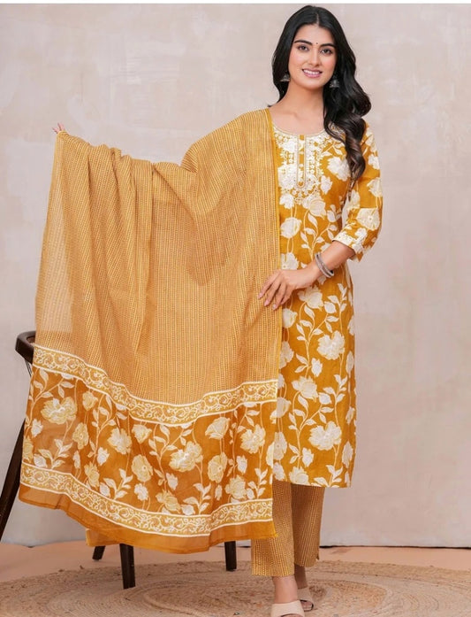 New Exclusive Gota Patti Cotton Suit With Cotton Dupatta