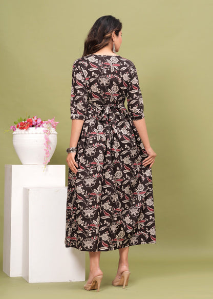 New Exclusive Cotton Cambric Floral Printed With Zip Design Maternity Gawn