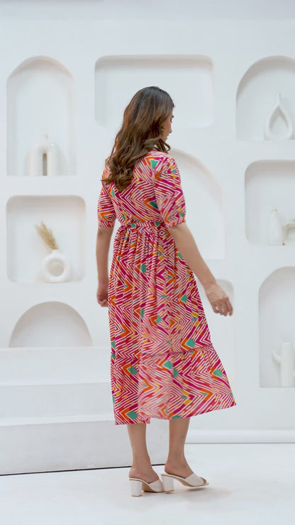 New Exclusive Cotton Cambric Floral Printed With Zip Design Maternity Gawn