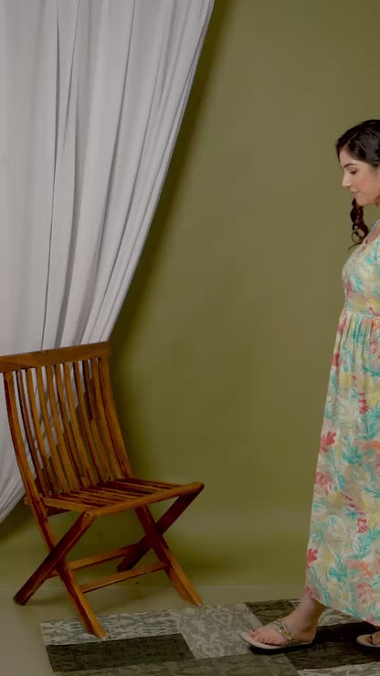 New Exclusive Cotton Cambric Floral Printed With Zip Design Maternity Gawn