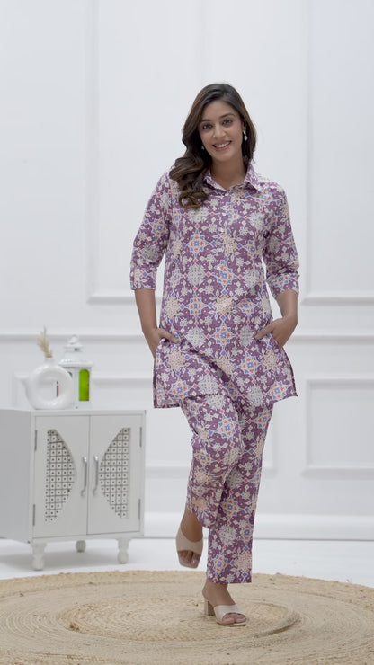 🦋NEW EXCLUSIVE FLORAL PRINTED COTTON CAMBRIC LONG CORD SET