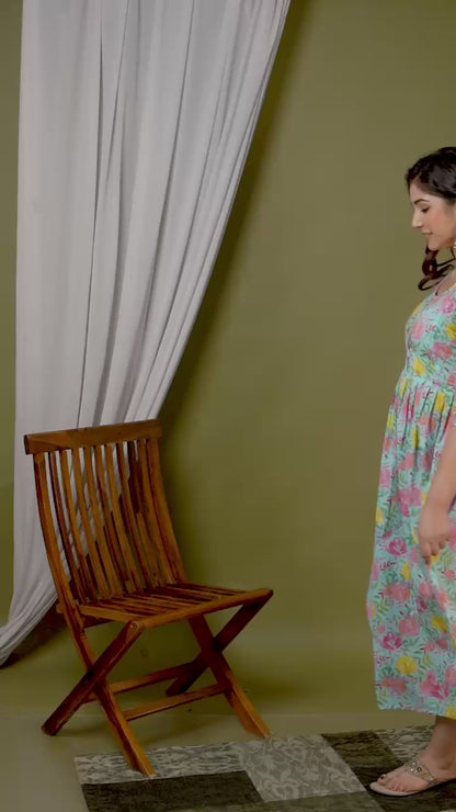 New Exclusive Cotton Cambric Floral Printed With Zip Design Maternity Gawn