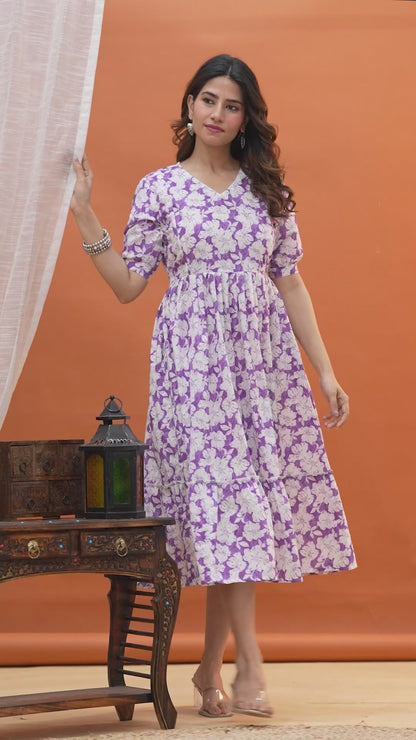 New Exclusive Cotton Cambric Floral Printed With Zip Design Maternity Gawn